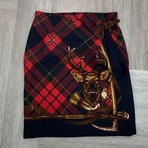 Ralph Lauren Women's Tartan Pencil Skirt - Red, Black, and Gold